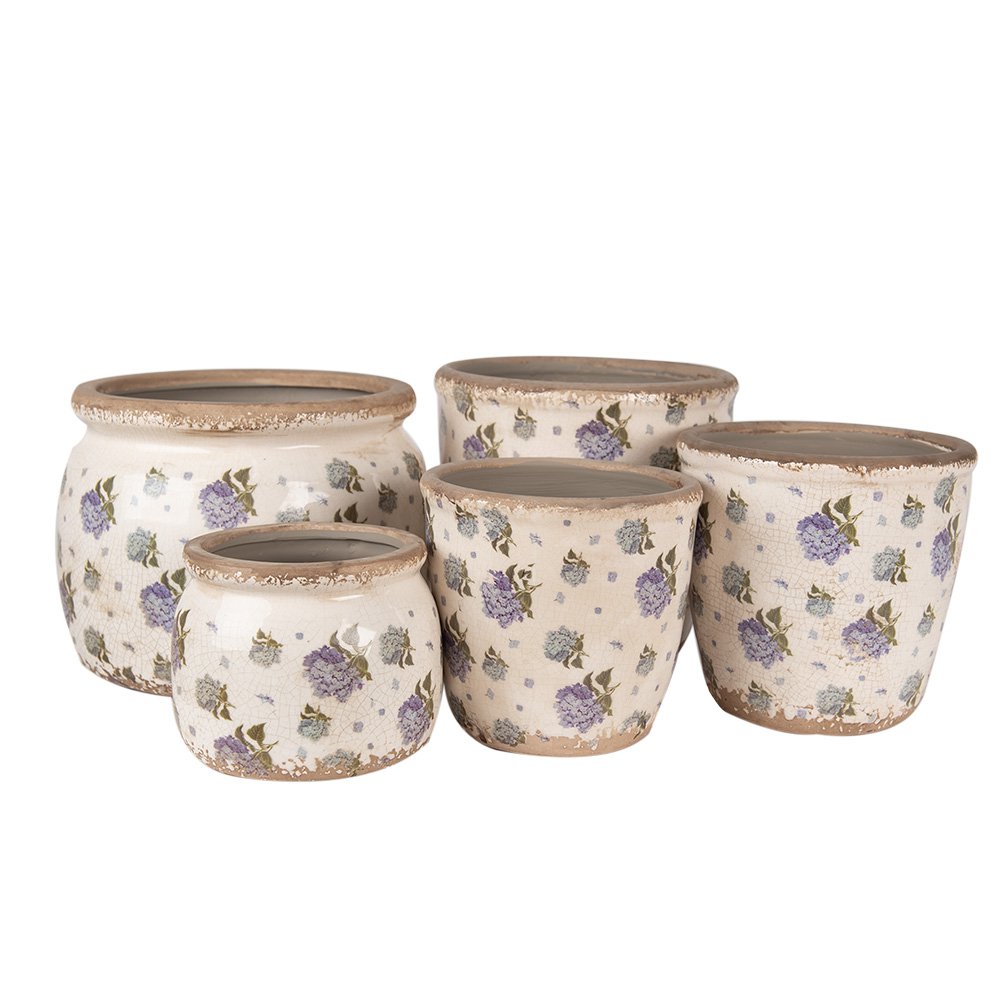 Flowerpot Ø 16x16 cm Beige blue ceramic flower flowerpot inside