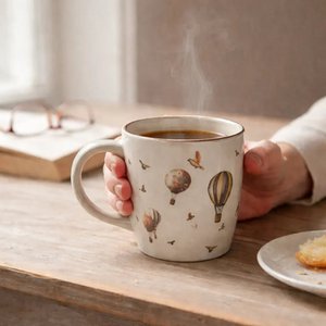 Hete luchtballon keramische koffiemok | Handgemaakte steengoed thee- en koffiekop