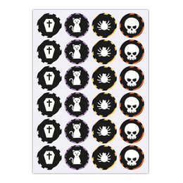 24 spooky Halloween stickers with spiders and co (ø 45mm; 6 x 4 motifs)
