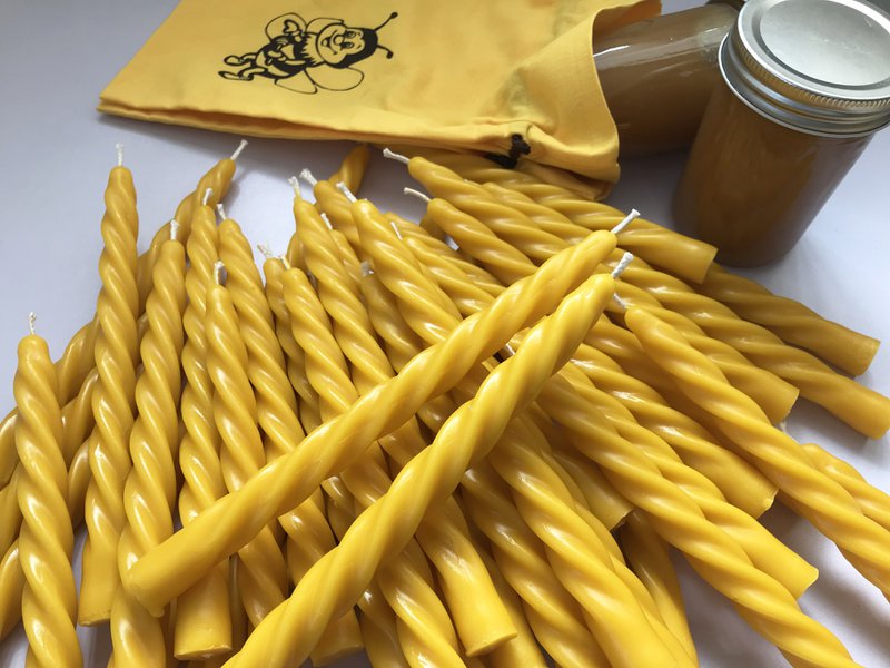 Twisted Beeswax Taper Candle - Pure Beeswax and Cotton wick