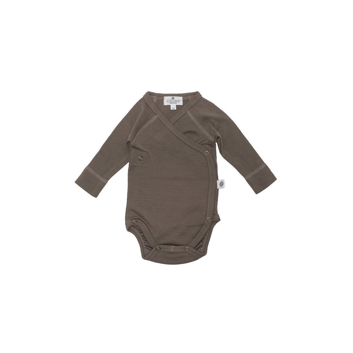 Woolen Wrap romper long sleeves – Merino wool – Walnut