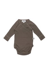 Woolen Wrap romper long sleeves – Merino wool – Walnut