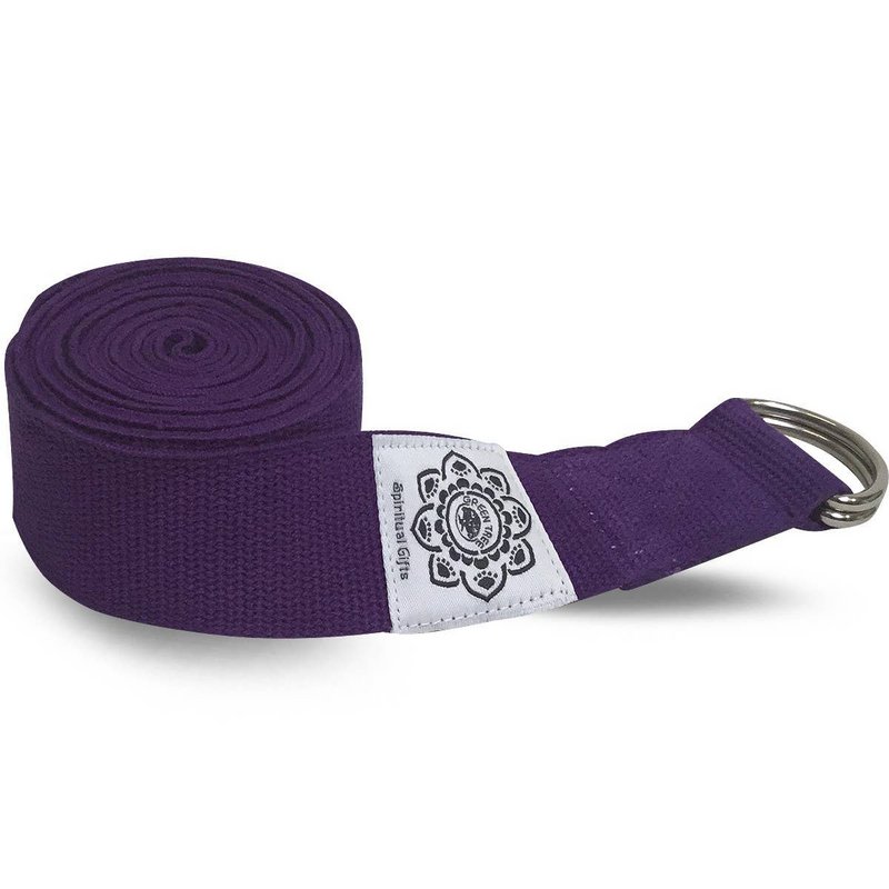 Fioletowa Bawełna Joga 8 Ft. Pasek z owiniętym 1,5 '' D-ringiem