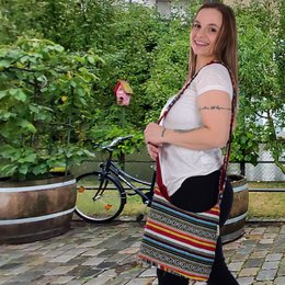 Sunsa Hobo Tasche. Beutel Bag aus gewebte Baumwolle gestreift. Damen/ Mädchen Umhängetasche mit verstelbarer Henkel. Leichte große Stofftasche mit Reißverschluss.