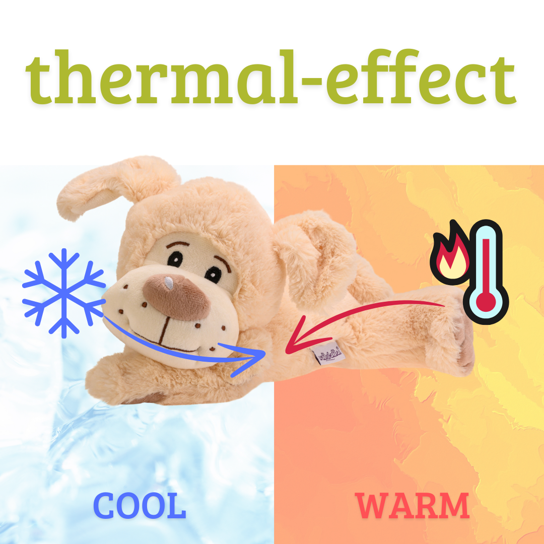 Heat cushion, the natural hot water bottle as a warm cuddly toy for dogs, large with organic millet filling and health herbs