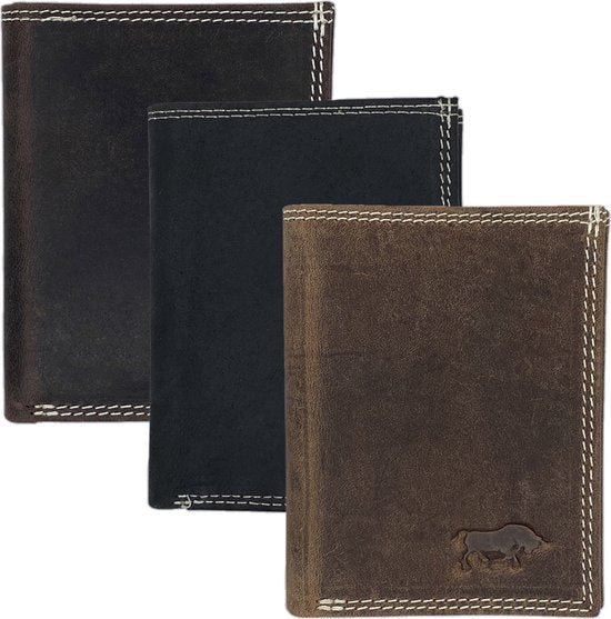 Arrigo Cognac -colored buffalo leather credit card holder, card holder and card holder with billpiece compartment