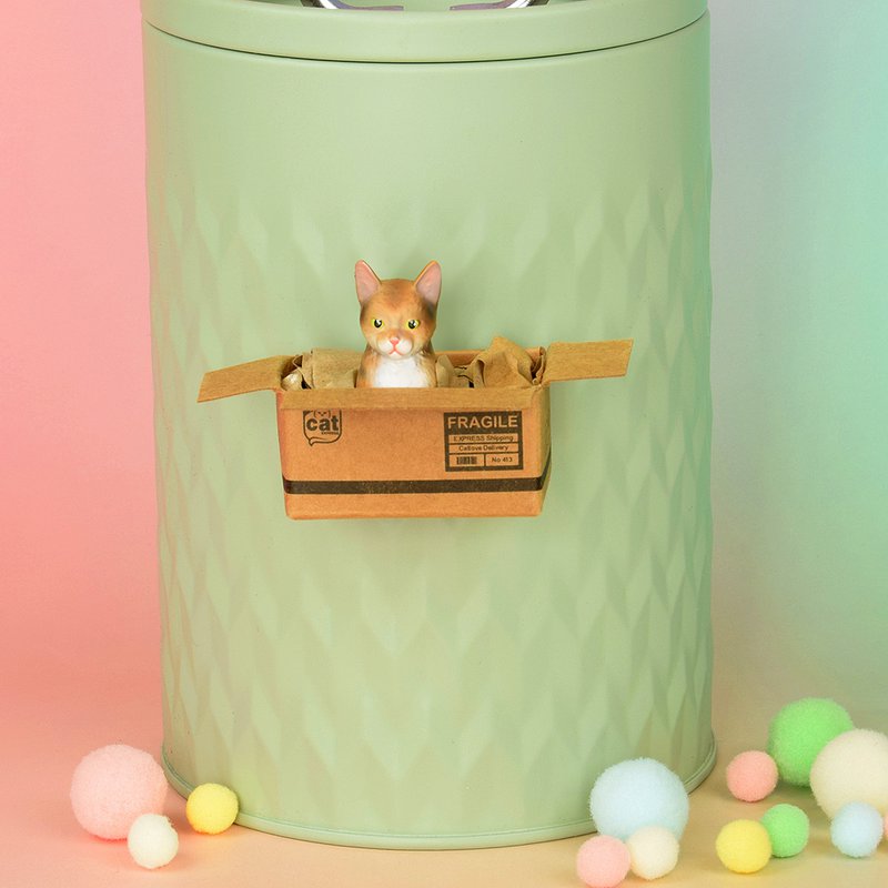 Aimant chat fait main « Brown Tabby » - Mini boîte avec aimant néodyme