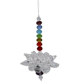 Glass Hanging Crystal 7 Chakra Beads Lotus Flower Clear.