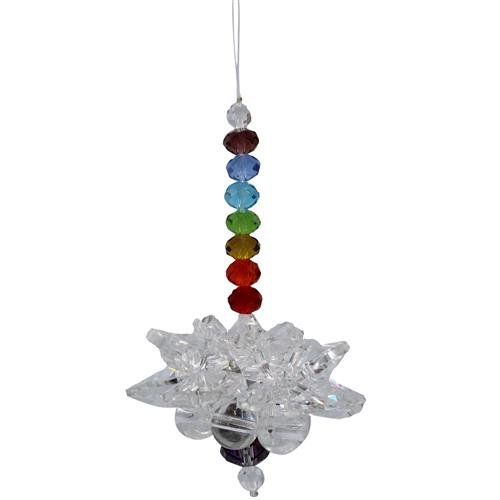 Glass Hanging Crystal 7 Chakra Beads Lotus Flower Clear.