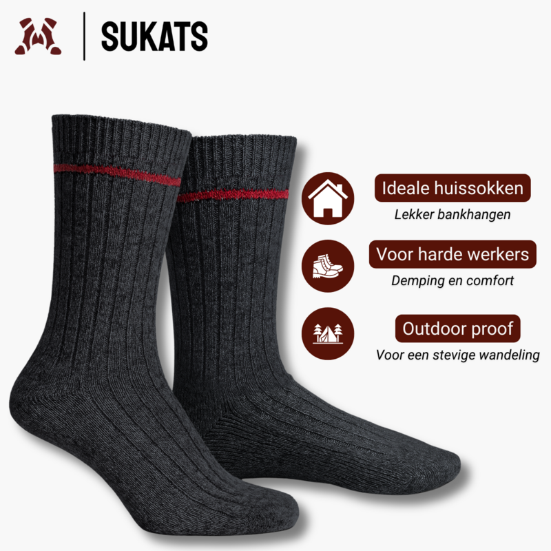 Sukats® Los noruegos | 3 o 6 pares | Calcetines noruegos | Calcetines de lana | Gris o Antracita | Múltiples tamaños