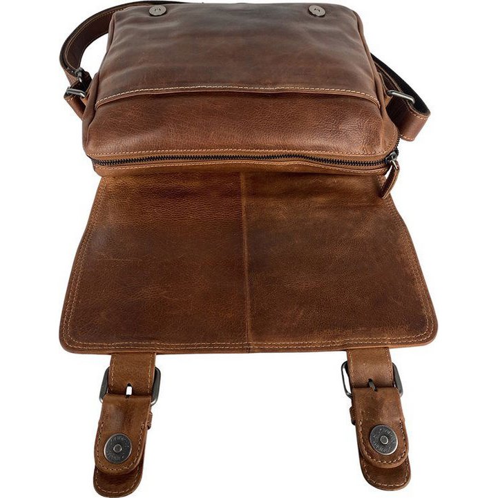 Sac à bandoulière pour femmes - sac de messager en cuir Cognac / sac à bandoulière