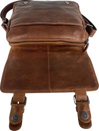 Damer skuldertaske - cognac læder messenger taske / crossbody taske