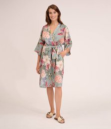 Albornoz kimono lino Garden Esmeralda
