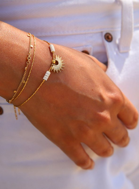 Litha bracelet, khaki sun, gold, matt gold and sequins