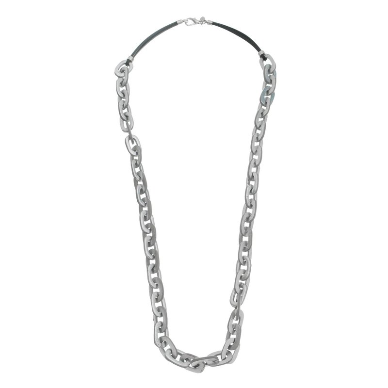 Ceramic Loops Long Necklace - Silver