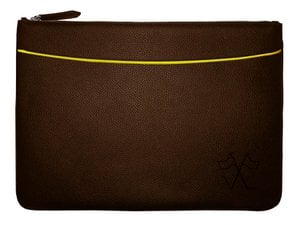 VUE LAC laptop sleeve with brown front pocket, 38cm Yellow border