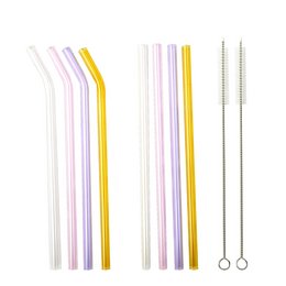 SMOOTHIE PARTY Reusable glass drinking straw set mixed pastel