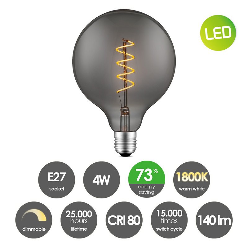 Home Sweet Home dimmbare LED Globe Spirale E27 G125 4W 140lm 1800K Gold