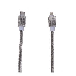 Câble Type-C à Lightning 1M en Strass Argenté - 18W
