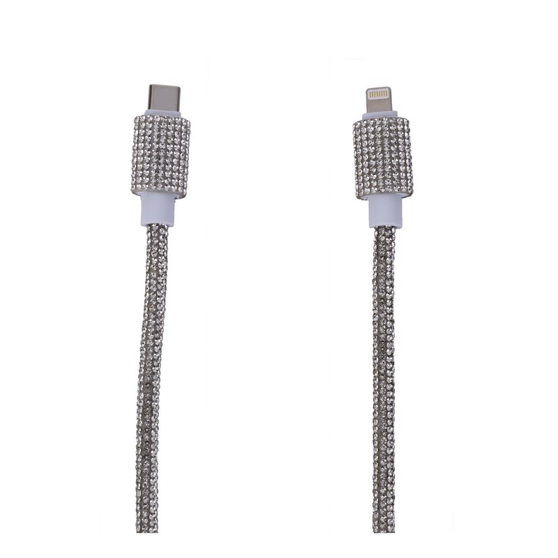 Câble Type-C à Lightning 1M en Strass Argenté - 18W