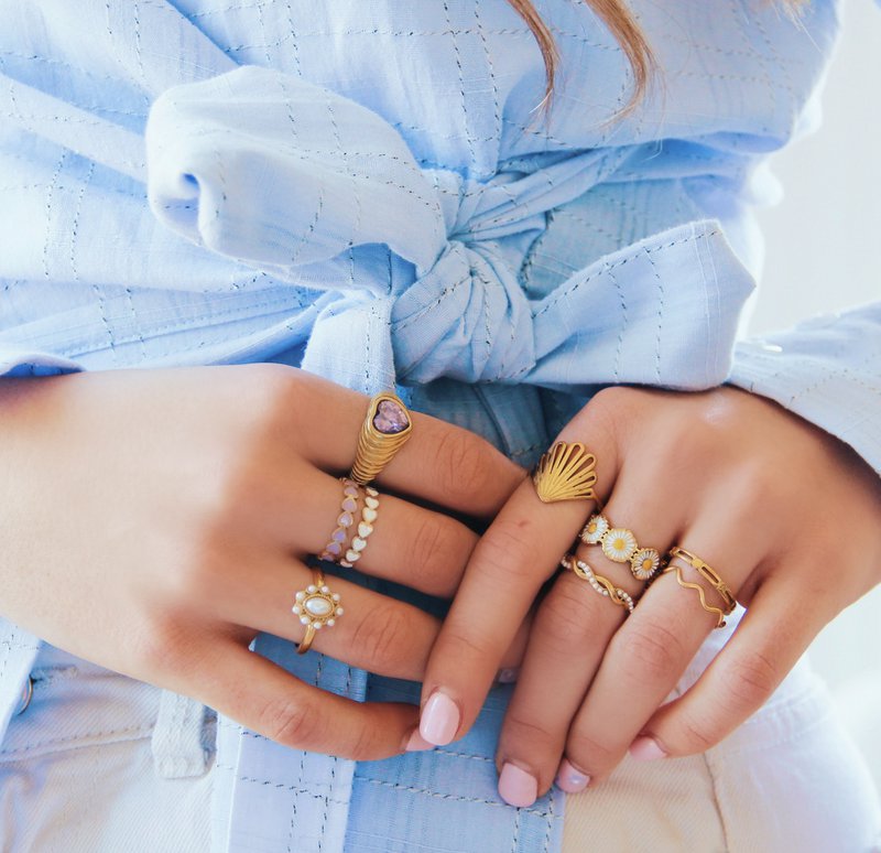 RVS minimalistische ring met hartje - goud