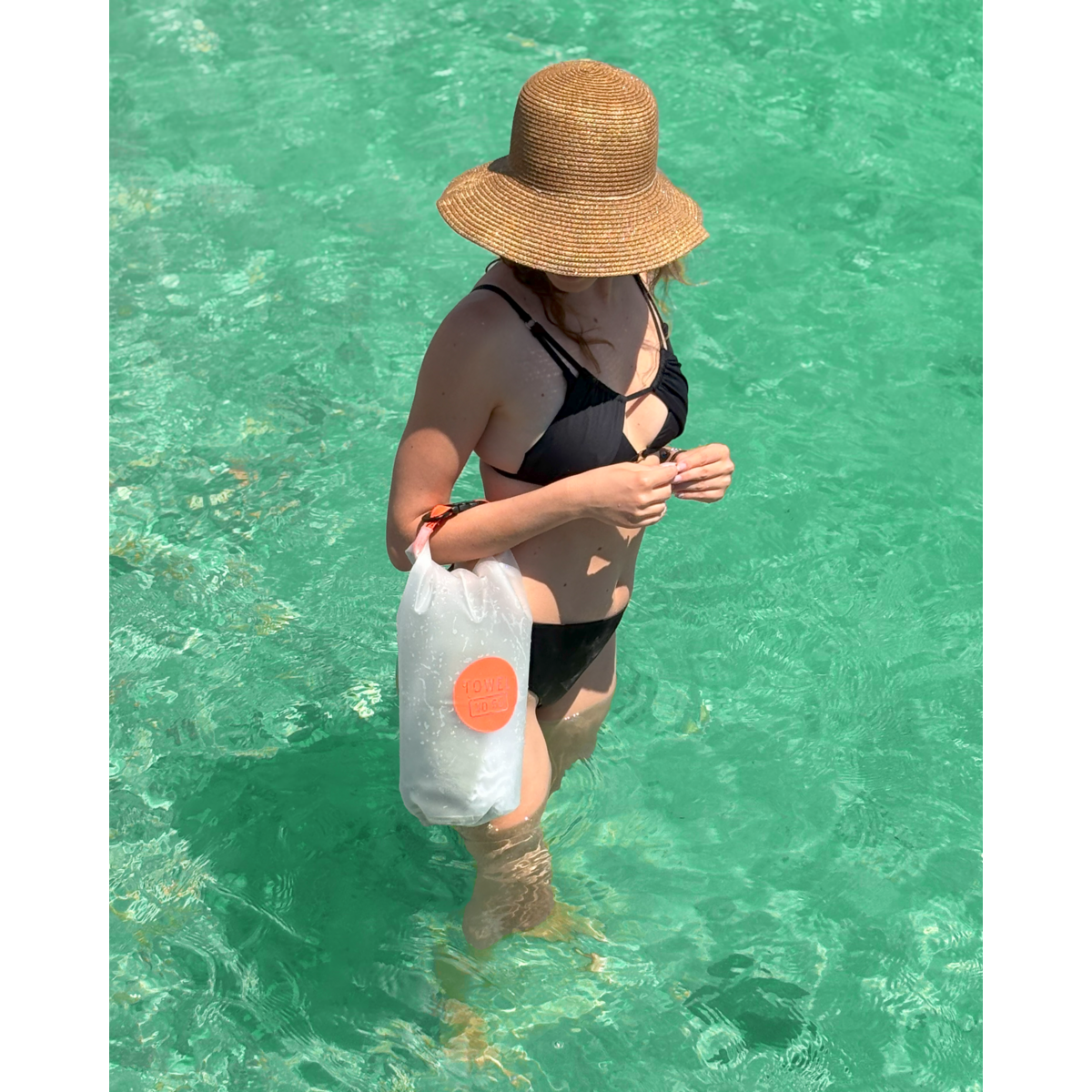 TOALLA TO GO Roll N Go Bolsa Seca 5L | Bolsa de surf transparente impermeable para piscina y playa | Naranja