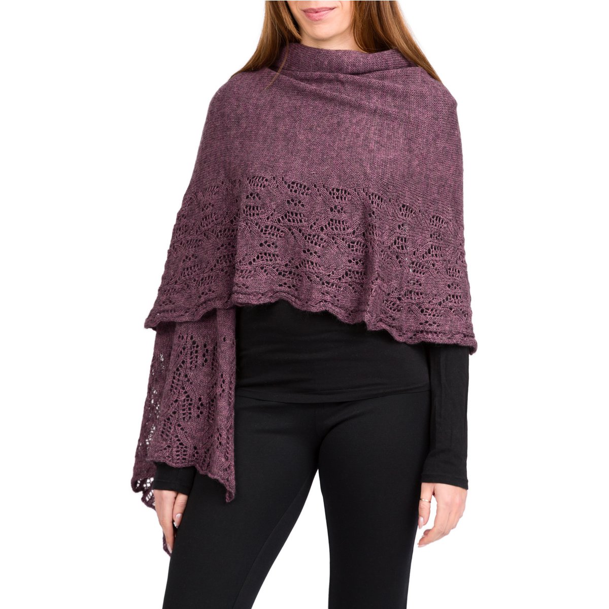 ILARY - Stola bordi traforati in lana mohair