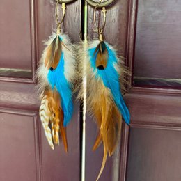 Boucles d'oreilles BOHO avec longues plumes