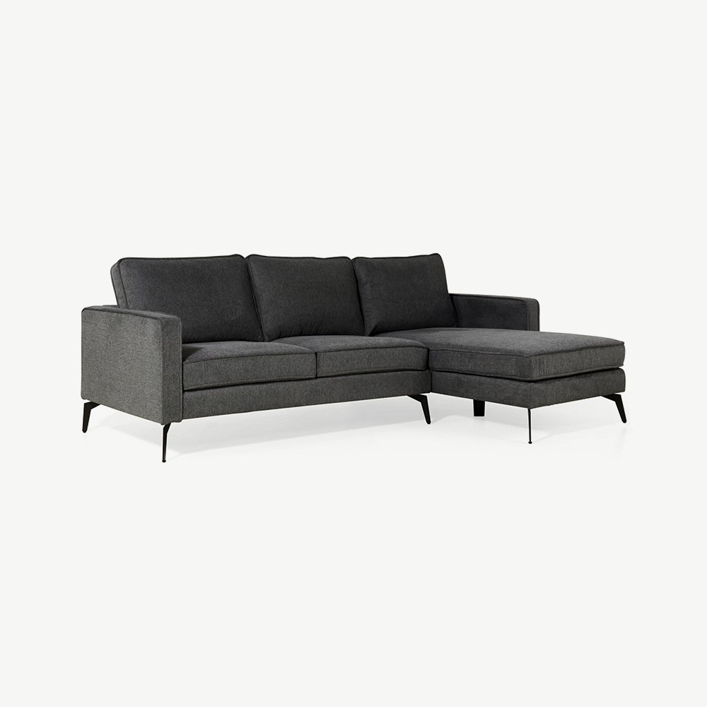 Bento-Ecksofa, anthrazitfarbenes Leinen
