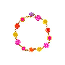 Citrus Bracelet, Lemon Orange Pink Grapefruit Charm Bracelet, Beaded Bracelet | by Ifemi Jewels