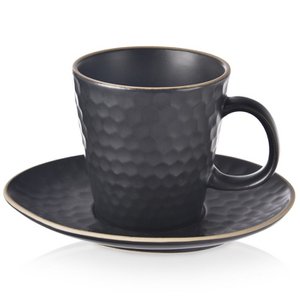Tasse und Untertasse Keramik schwarze Teezeit 235 ml