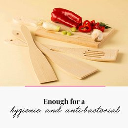 6 Piece Wooden Kitchen Spatula Set - 30cm length