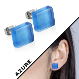 Quadratische Ohrstecker mit Glas Steinen in vielen Farben • 10mm • nachhaltig / minimalistisch / haltbar