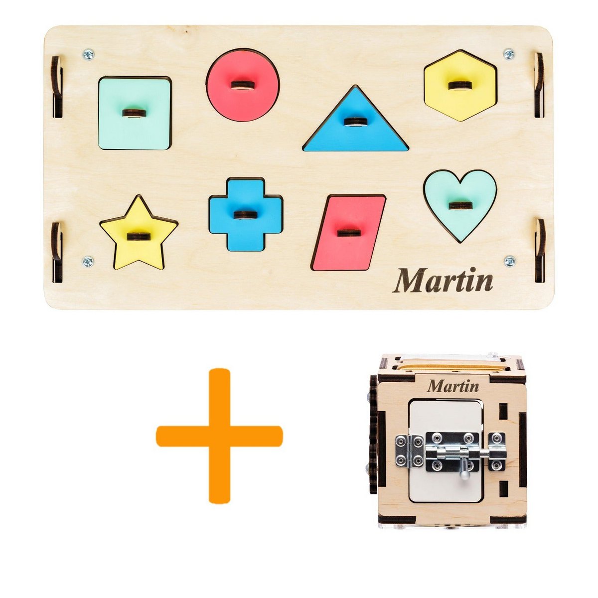 Set - BusyBoard house natural and creative cube