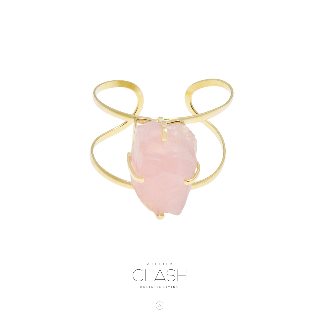 Pulsera brazalete cuarzo rosa
