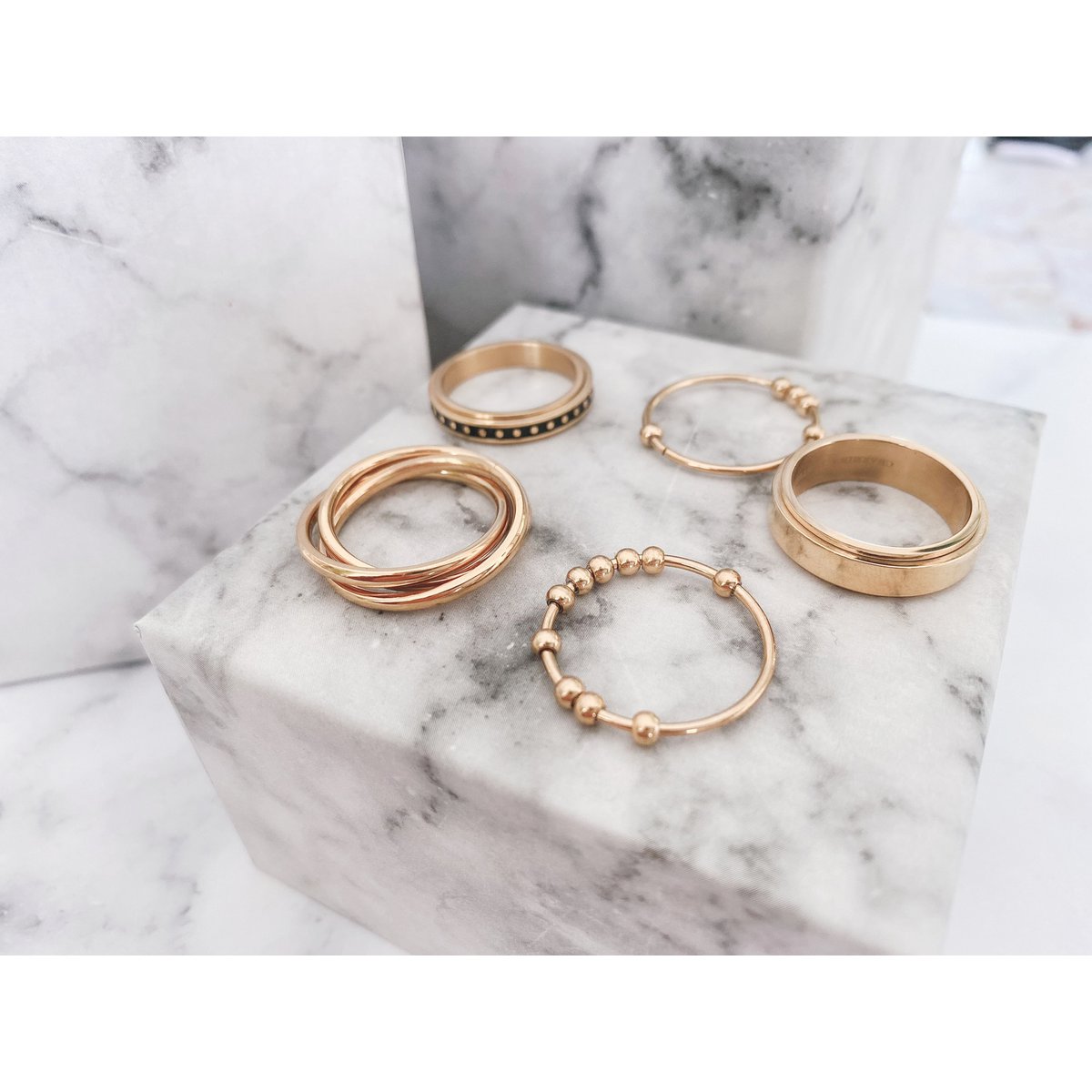 R1067 Rolling Anxiety Fidget Ring Rose Gold Stålfarve
