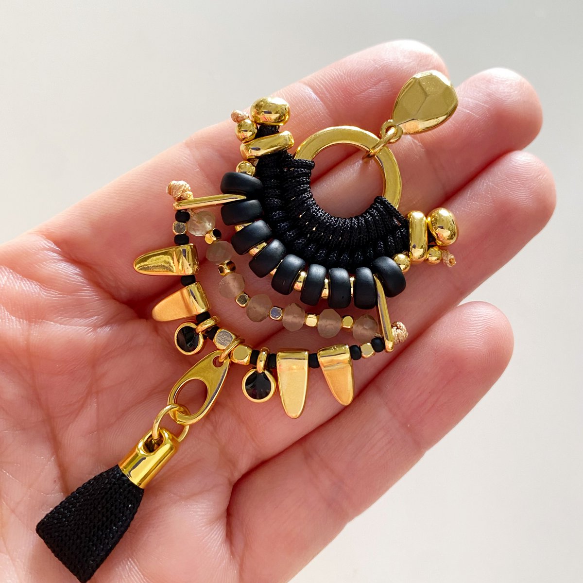 GARAGOA black and gold Frida Kahlo style earrings