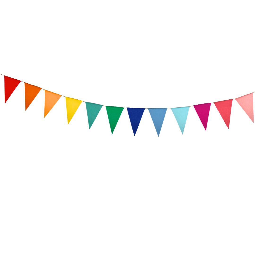 Drapeaux en coton - multicolores - 10 mètres de ligne de drapeau