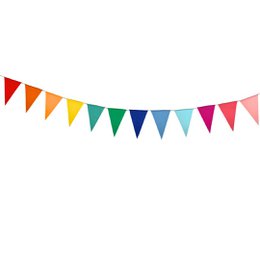 Bomuldsflag - flerfarvet - 10 meter flagline