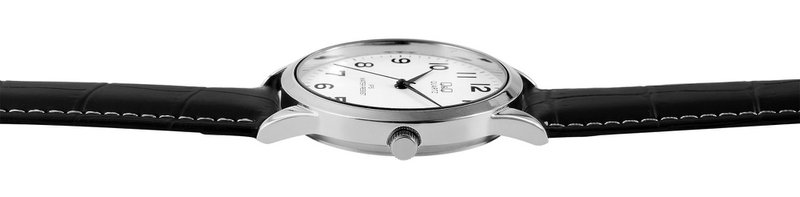 Q&Q men's watch with imitation leather strap, Ø 40 mm, black/silver/white