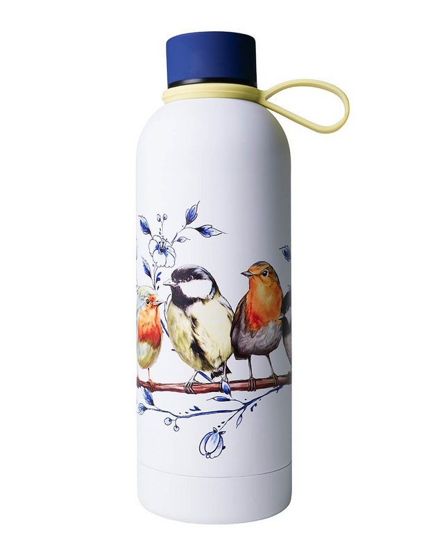 Water bottle forest birds - insulated - stainless steel