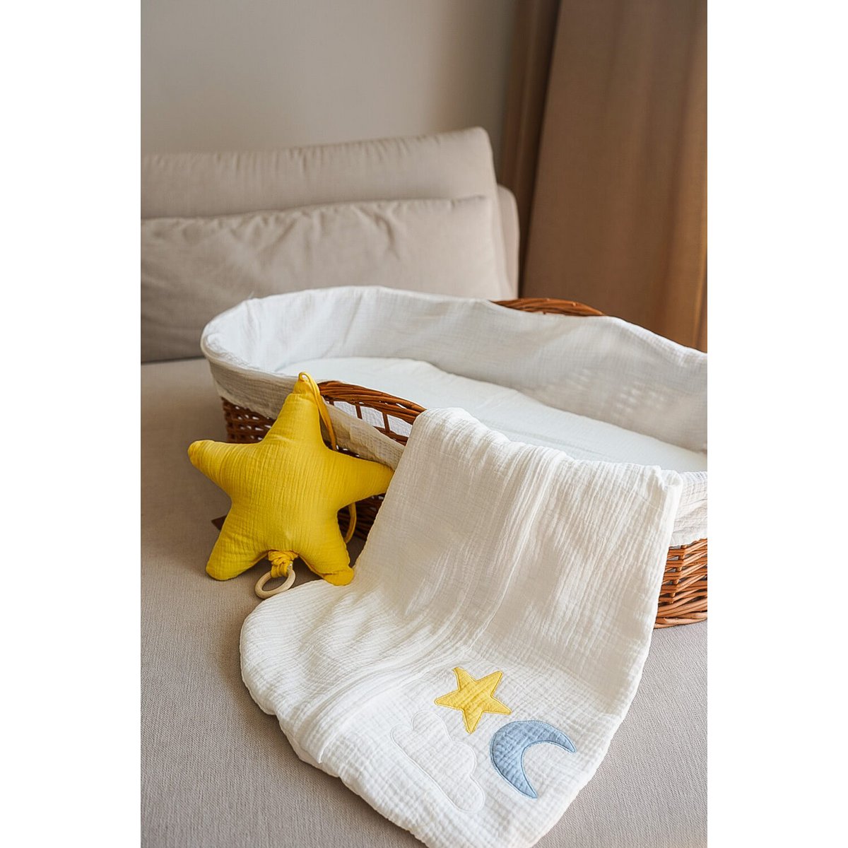 Hi Little One - Mousseline 2 couches Day & Night Blanc