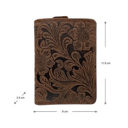 Wallet Women - Buffalo Leather - Leather - RFID - Flower Print - In 5 Colors