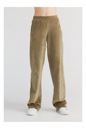 Women's olive green straight leg pants with a relaxed, comfortable fit.