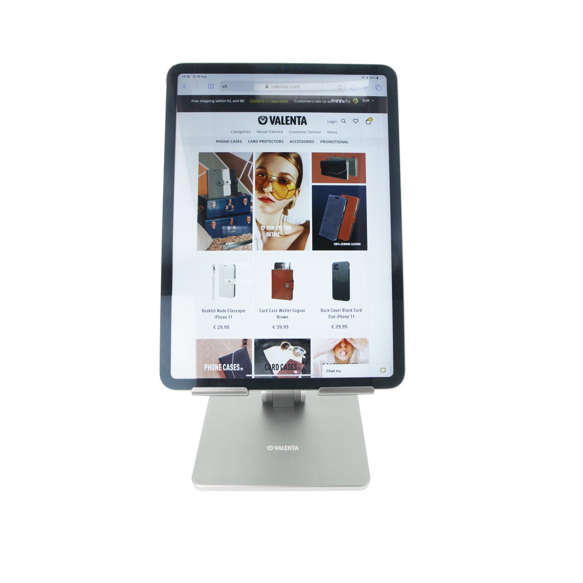 Tablet-Halter faltbar Alu Silber