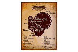 Tin sign butcher shop 30x40cm Turkey Turkey cuts Organic