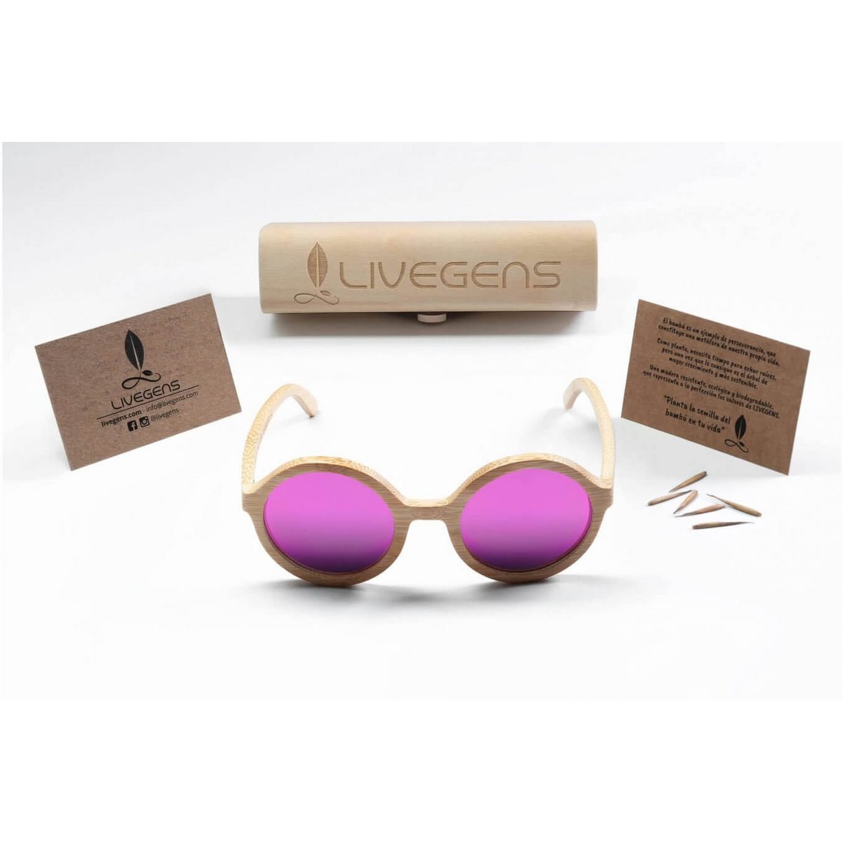 Bambusowe okulary przeciwsłoneczne - Livegens Ibiza