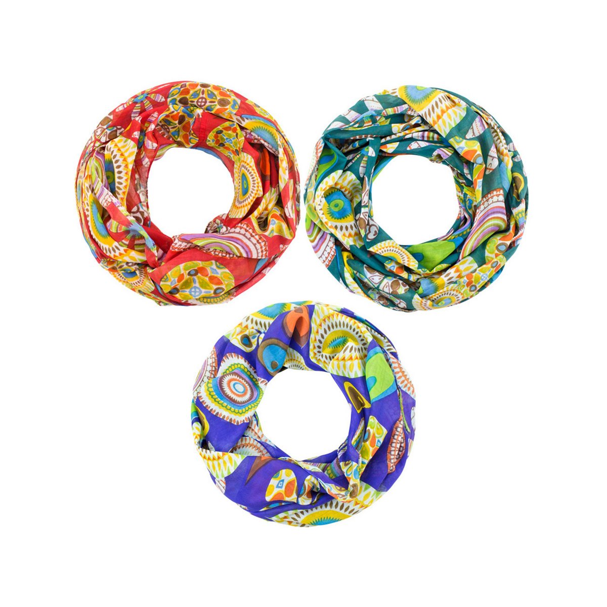 Sunsa set de 3 bufandas de lazo, bufanda de lazo para mujer, pañuelo redondo hecho de 100% algodón, bufanda de tubo para ella, bufanda redonda para verano/primavera/otoño