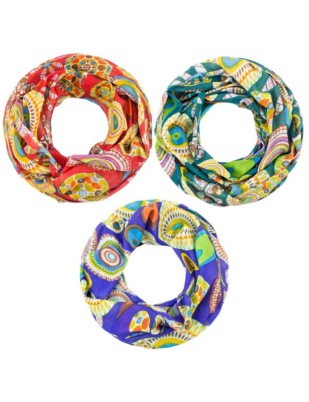 Sunsa set de 3 bufandas de lazo, bufanda de lazo para mujer, pañuelo redondo hecho de 100% algodón, bufanda de tubo para ella, bufanda redonda para verano/primavera/otoño