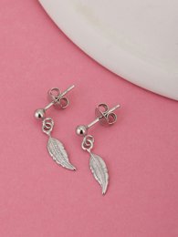 Pendientes colgantes | Longitud de la hoja chapada en rodio | Plata